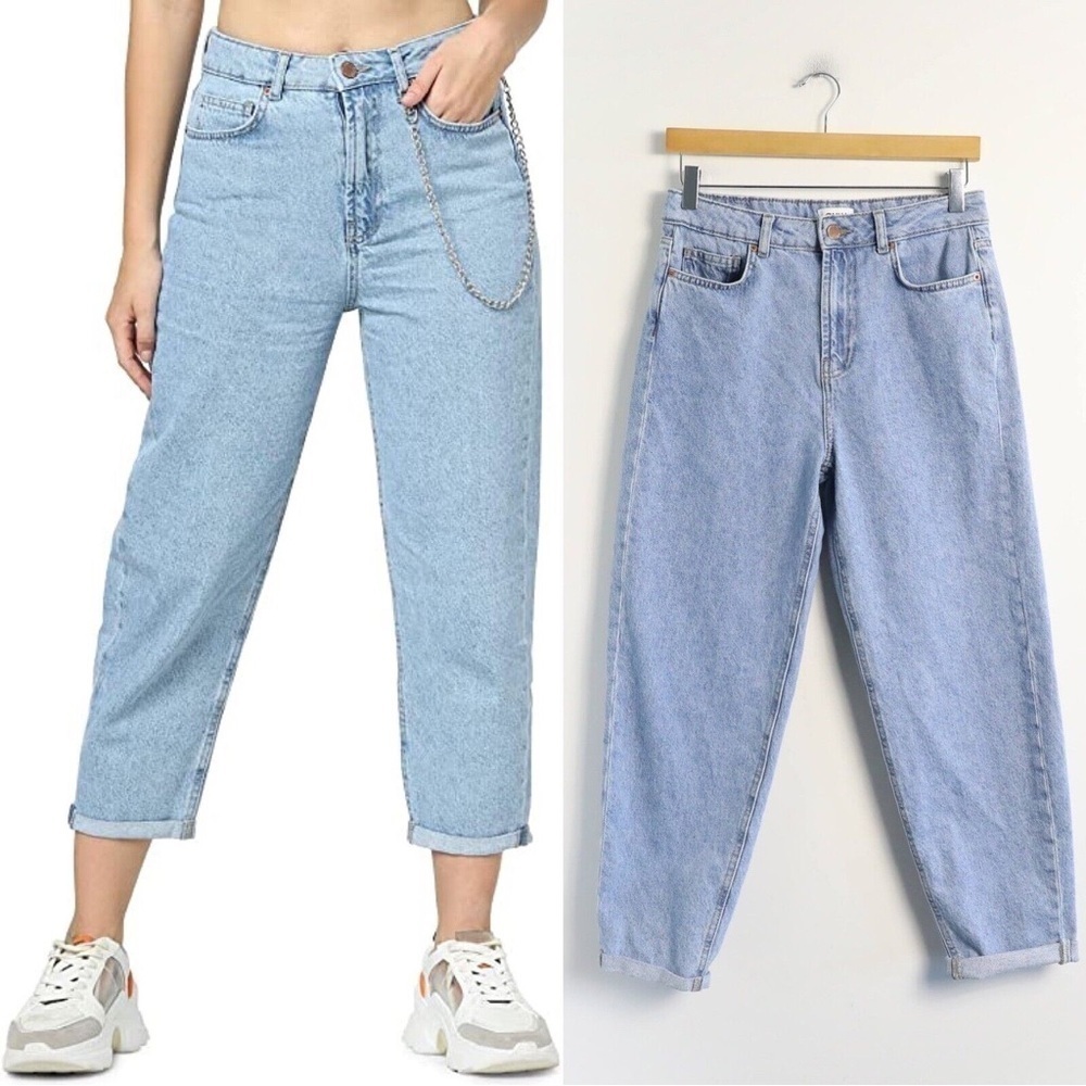 Only Mom Jeans light blue cropped high waist trendy 26 Onlkelis Life HW 15203435